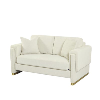 Eltham 2-Seater Fabric Sofa - White - With 3-Year Warranty